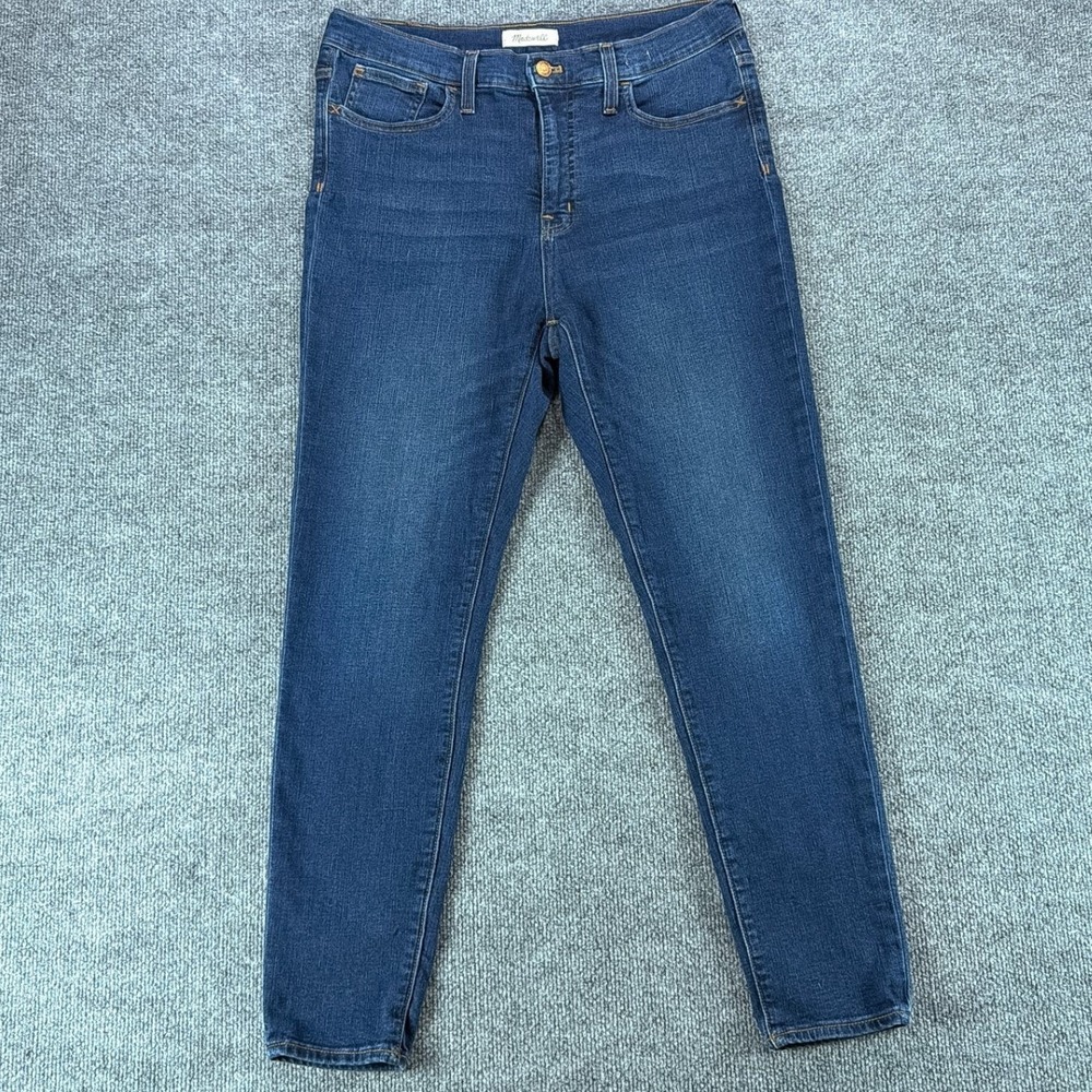 Madewell 9" Mid Rise Skinny Jeans Dark Indigo Blue Denim Sz 32 Casual Streetwear